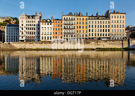 Saône, quai Romain Rolland, Lyon, Rhône-Alpes, département du Rhône, France, Europe Banque D'Images