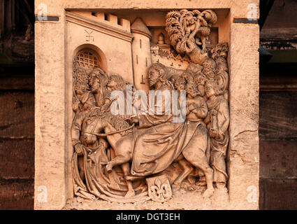 'Jésus entrant dans Jérusalem", ancien groupe de secours à l'église, Albrecht-Duerer Sebalduskirche-Platz 1, Nuremberg, Moyenne-franconie Banque D'Images