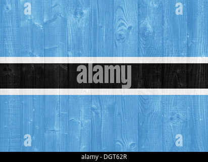 Superbe drapeau Botswana peinte sur une planche en bois texture Banque D'Images
