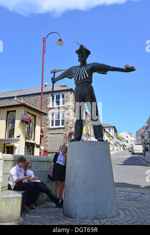 Le mineur d'étain statue, Fore Street, Redruth, Cornwall, Angleterre, Royaume-Uni Banque D'Images