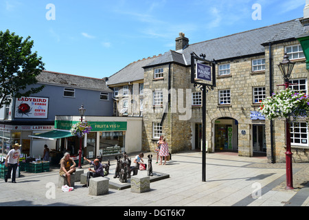 Fore Street piétonne, Redruth, Cornwall, Angleterre, Royaume-Uni Banque D'Images