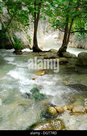 Saklikent Canyon nature park, Esen Cay, gorge de whitewater rock canyon dans l'Ak daglar Akdagi, Montagnes Banque D'Images