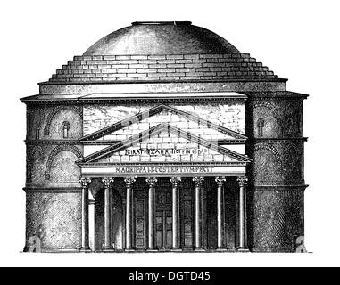 Façade du Panthéon de Rome, illustration, Meyers Konversations-Lexikon encyclopédie, 1897 Banque D'Images