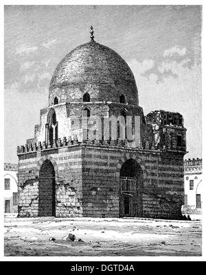 Mosquée d'Ibn Tulun au Caire, fondée en 885, illustration, Meyers Konversations-Lexikon encyclopédie, 1897 Banque D'Images