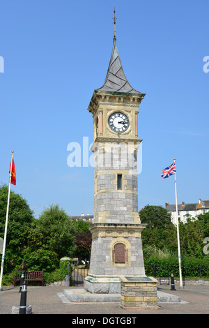 Le Jubilé de diamant de la reine Victoria Tour de l'horloge sur l'Esplanade, Exmouth, Devon, Angleterre, Royaume-Uni Banque D'Images