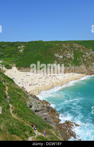 Plage de Porthcurno Porthcurno, Bay, Cornwall, Angleterre, Royaume-Uni Banque D'Images