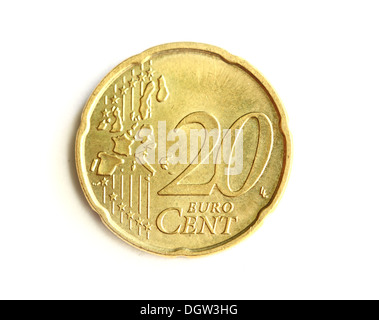 Euro cent coin. Isolated on white Banque D'Images