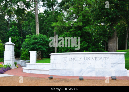 Entrée du campus de l'Université Emory, Atlanta, Georgia, USA Banque D'Images