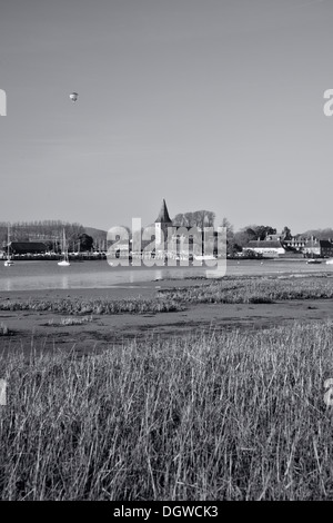 Le noir et blanc du vieux Bosham dans West Sussex, UK Banque D'Images