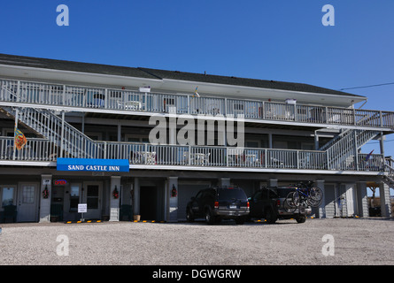 Château de sable, un Motel Misquamicut Beach Resort, à l'Ouest, Rhode Island, USA Banque D'Images