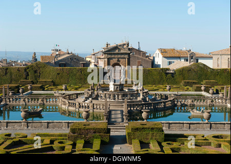 Fontaine, jardin de style Renaissance italienne, le maniérisme, la Villa Lante, Bagnaia, Viterbe, Latium, Italie, Europe du Sud, Europe Banque D'Images