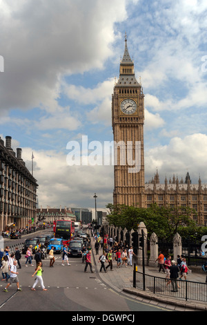 Big Ben Clock Tower, Palais de Westminster, l'UNESCO World Heritage Site, Londres, Angleterre, Royaume-Uni, Europe Banque D'Images