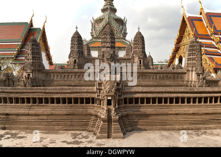 Modèle de Angkor Wat, terrasse supérieure, Wat Phra Kaeo, Krung Thep, Bangkok, Thailande, Asie Banque D'Images