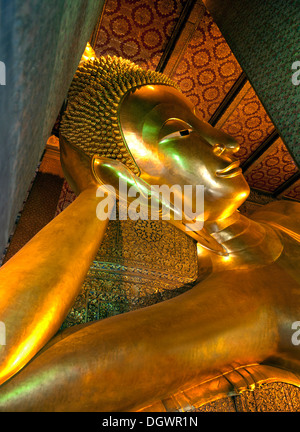 Chef de la Bouddha couché de Wat Pho, Krung Thep, Bangkok, Thailande, Asie Banque D'Images