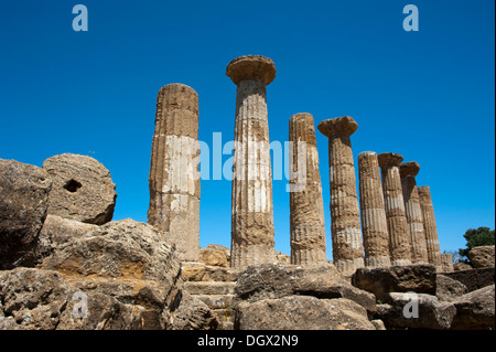 Temple d'Hercule, Vallée des Temples, Agrigente, Sicile, Italie, Europe Banque D'Images