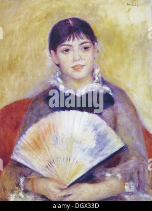 Fille avec un ventilateur - par Pierre-Auguste Renoir, 1881 Banque D'Images