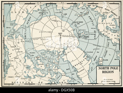 Carte ancienne de Pôle Nord, Arctics, 1930 Banque D'Images