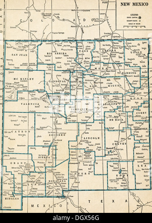 Ancien plan de New Mexico State, 1930 Banque D'Images