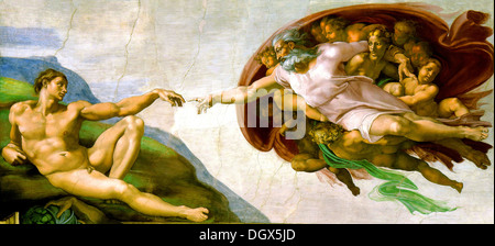 Création d'Adam - Michel Ange, 1510 Banque D'Images