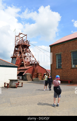 Tour à tête plate au musée national du charbon Big Pit, Blaenavon, Torfaen (Tor-faen), pays de Galles (Cymru), Royaume-Uni Banque D'Images