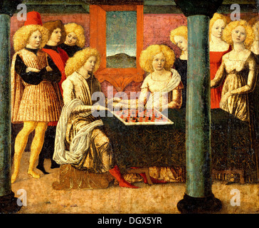 Les joueurs d'échecs - par Liberale da Verona, 1475 Banque D'Images