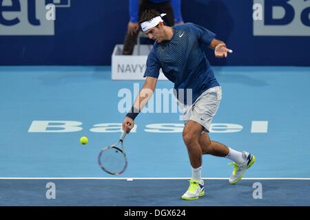 Bâle, Suisse. 26Th Oct, 2013. Swiss indoor tennis championships. Juan Martin Del Potro ARG : Action Crédit Plus Sport/Alamy Live News Banque D'Images