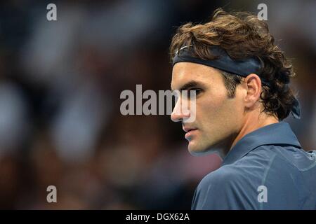 Bâle, Suisse. 26Th Oct, 2013. Swiss indoor tennis championships. Roger Federer : Action Crédit SUI Plus Sport/Alamy Live News Banque D'Images