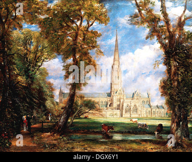 La cathédrale de Salisbury du motif - par John Constable, 1825 Banque D'Images