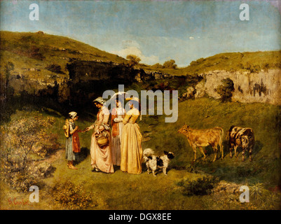 Les jeunes femmes du village - par Gustave Courbet, 1852 Banque D'Images