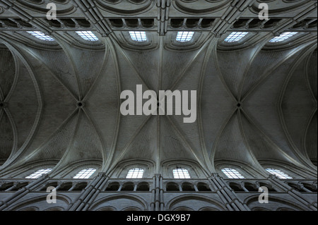 Plafond voûté, Cathédrale Notre-Dame, Reims, France Banque D'Images