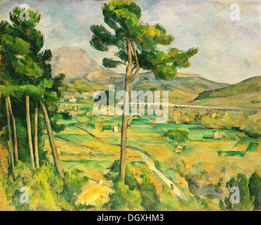 Mont Sainte-Victoire et le viaduc de la vallée de la rivière de l'Arc - par Paul Cézanne, 1885 Banque D'Images