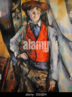 Garçon dans un gilet rouge - par Paul Cézanne, 1890 Banque D'Images