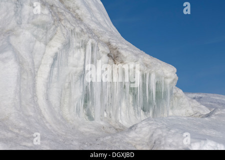 Stalactites de glace, mer de Weddell, l'Antarctique Banque D'Images