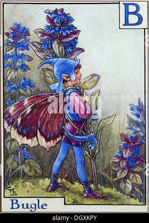 Fées fleurs Illustration par Cicely Mary Barker - The Bugle Fairy, 1934 Banque D'Images