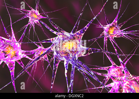 3D Illustration des cellules neuronales. Banque D'Images