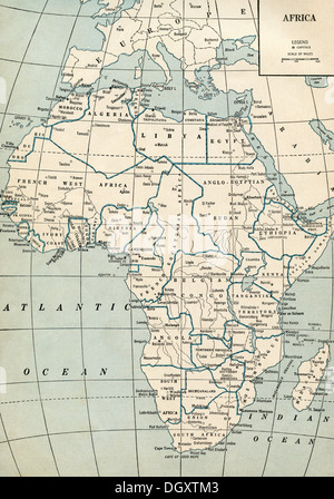 Ancienne carte de l'Afrique, 1930 Banque D'Images