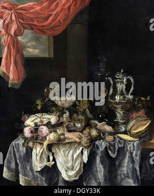 Abraham van Beijeren, somptueux Still Life 1654 Huile sur toile. Le Musée Boijmans Van Beuningen, Rotterdam, Pays-Bas. Banque D'Images