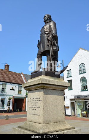 Statue de Sir John Franklin, Cornhill, Spilsby, Lincolnshire, Angleterre, Royaume-Uni Banque D'Images