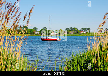 Vue sur l'estuaire à Kirchdorf, l'île de Poel, Mecklembourg-Poméranie-Occidentale Banque D'Images