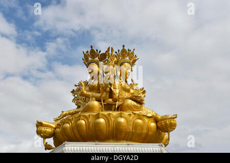 Le bouddhisme tibétain, nouvelle grande statue de Bouddha au monastère, Rongpo Gonchen Gompa, Tongren, Repkong, Qinghai, anciennement l'Amdo Banque D'Images