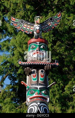 Totem, totem, le parc Stanley, Vancouver, British Columbia, Canada, Amérique du Nord Banque D'Images