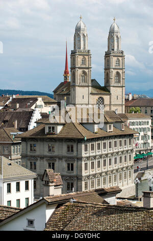 Hôtel de ville et les tours jumelles de Niederdorf, la vieille ville de Zurich, Canton de Zurich, Suisse, Europe Banque D'Images