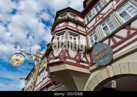 Bâtiment historique, aujourd'hui l'hôtel Adler, quartier historique de Schwaebisch Hall, région Hohenlohe, Bade-Wurtemberg Banque D'Images