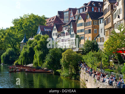 Neckarfront, maisons historiques sur le Neckar, Tuebingen, Bade-Wurtemberg Banque D'Images