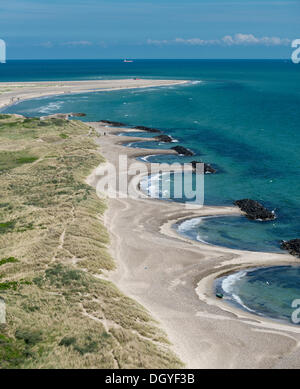 Brise-lame, pointe, réunion de la mer du Nord et la mer Baltique, Grenen, Skagen, Jutland, Danemark Banque D'Images