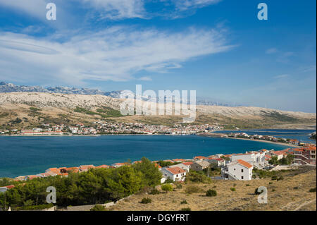 Ville de Pag, l'île de Pag, Mer Adriatique, le golfe de Kvarner, Croatie, Europe Banque D'Images