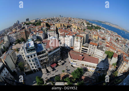 Vue fisheye, centre historique de la ville, Istanbul, Turquie, Europe Banque D'Images