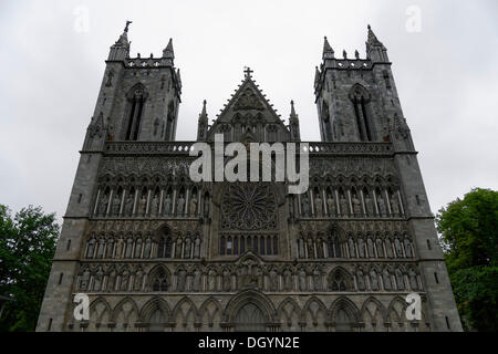 La Cathédrale de Nidaros, façade ouest, Trondheim, Sør-Trøndelag, Trøndelag, Norvège Banque D'Images