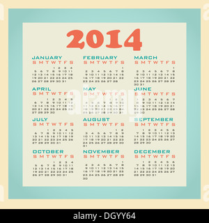 Calendrier 2014 en style retro Banque D'Images