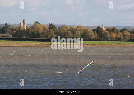 Les bateaux endommagés ou coulés à la suite de l'orage. Octobre 2013 Banque D'Images